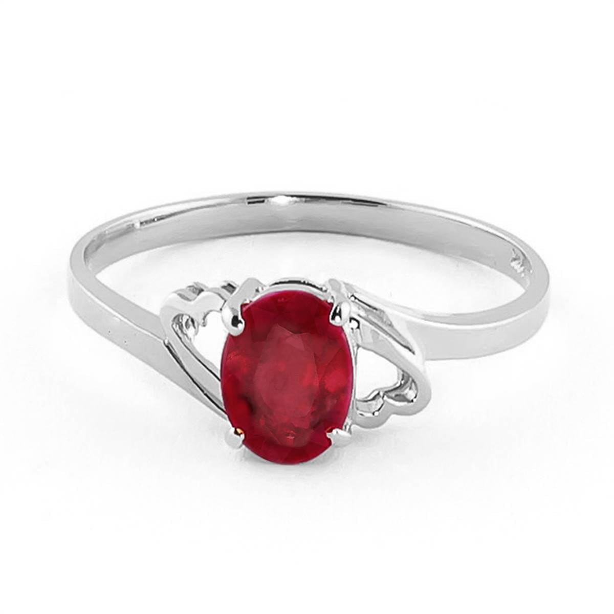 1.15 Carat 14K Solid White Gold Ring Natural Ruby