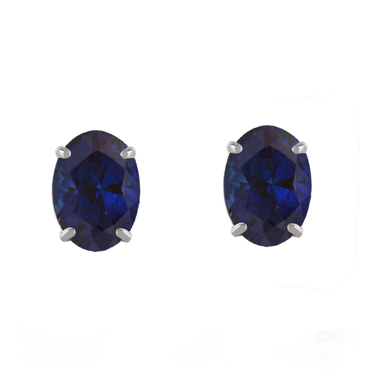 2 Carat 14K Solid White Gold Stud Earrings Natural Sapphire