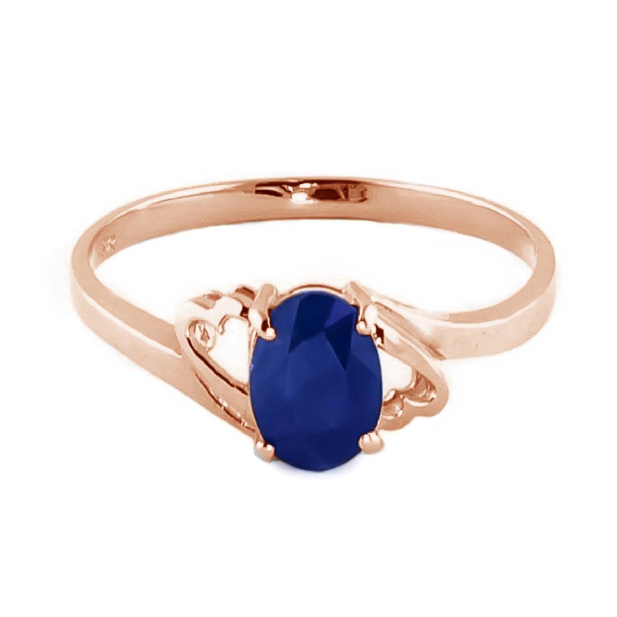 1 Carat 14K Solid Rose Gold Rings Natural Sapphire