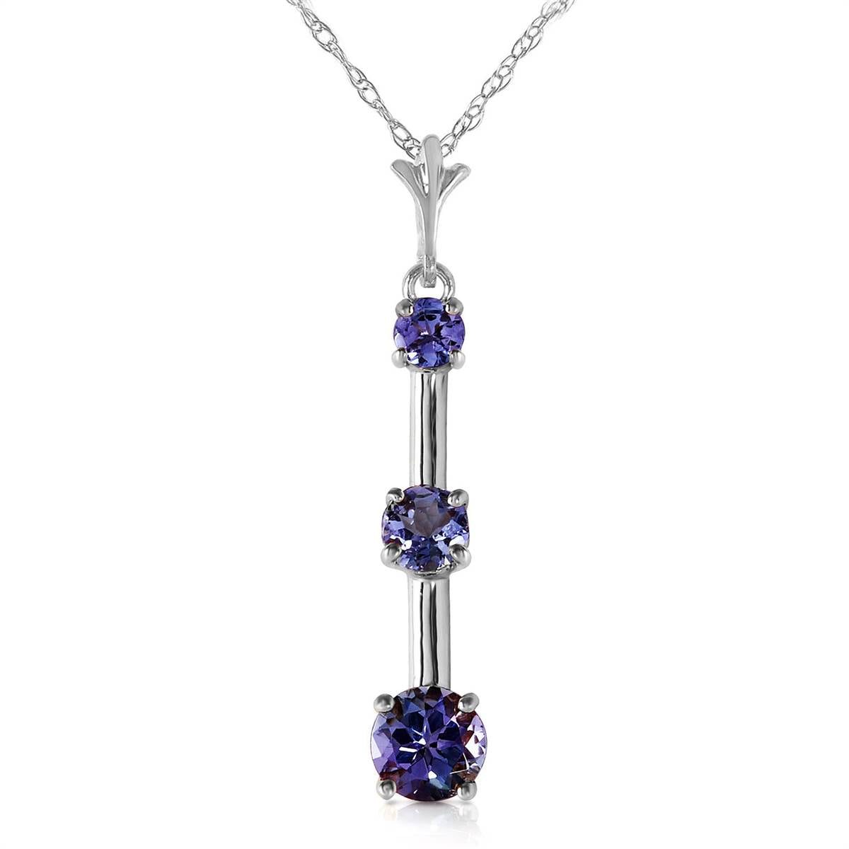1.25 Carat 14K Solid White Gold Wished For Reaches Tanzanite Necklace