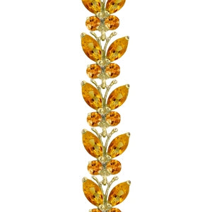 16.5 Carat 14K Solid Yellow Gold Butterfly Bracelet Natural Citrine