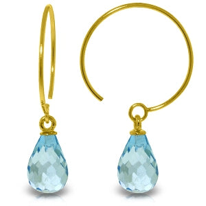 1.35 Carat 14K Solid Yellow Gold Lovecircle Blue Topaz Earrings