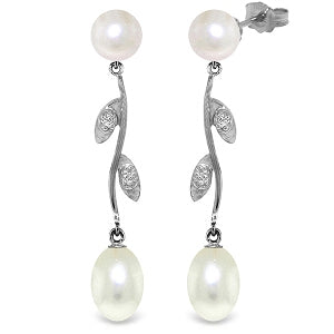 10.02 Carat 14K Solid White Gold Earrings Natural Diamond Pearl