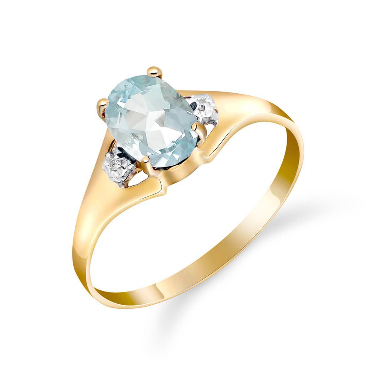 0.76 Carat 14K Solid Yellow Gold Permitted To Love Aquamarine Diamond Ring