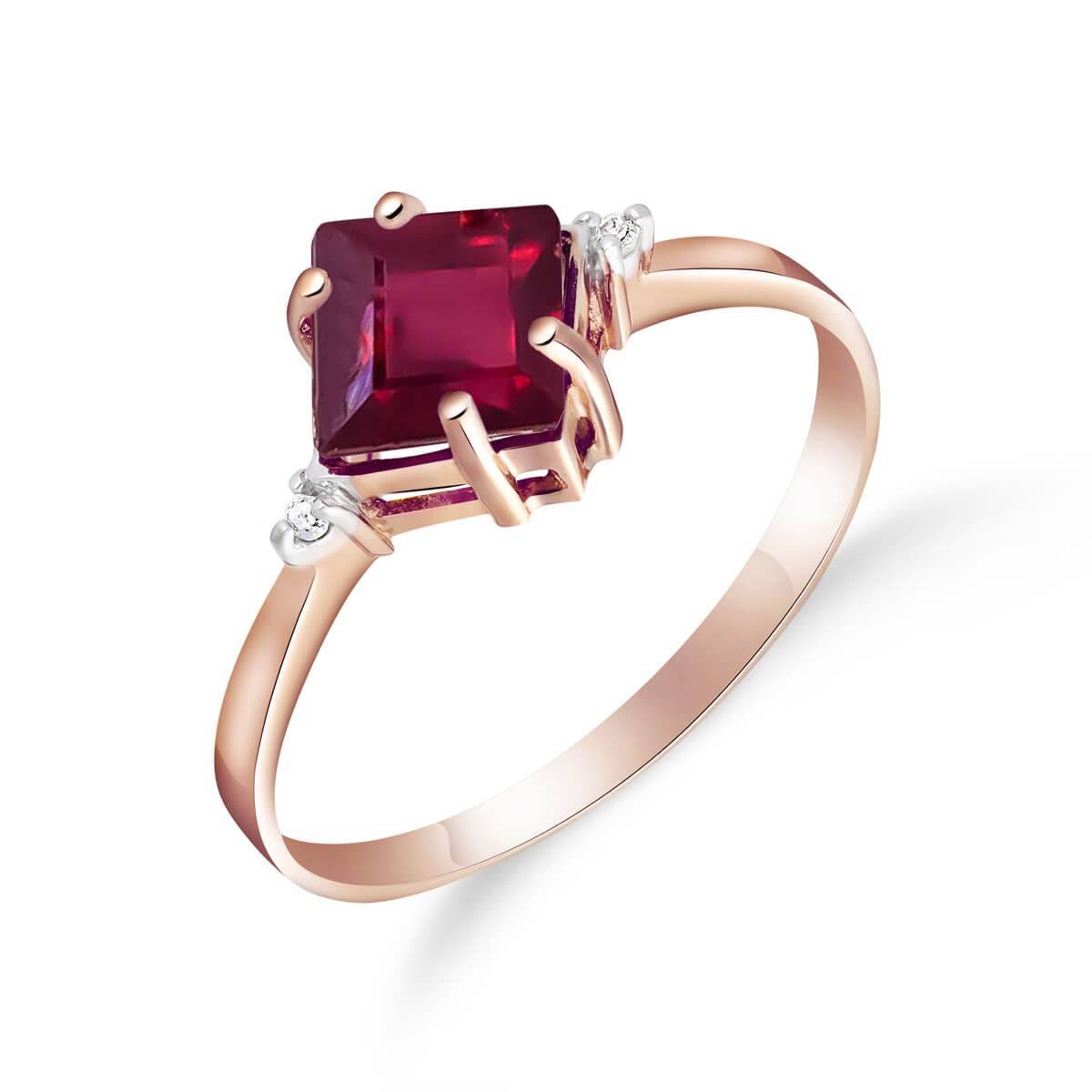 1.46 Carat 14K Solid Rose Gold Espirit Ruby Diamond Ring