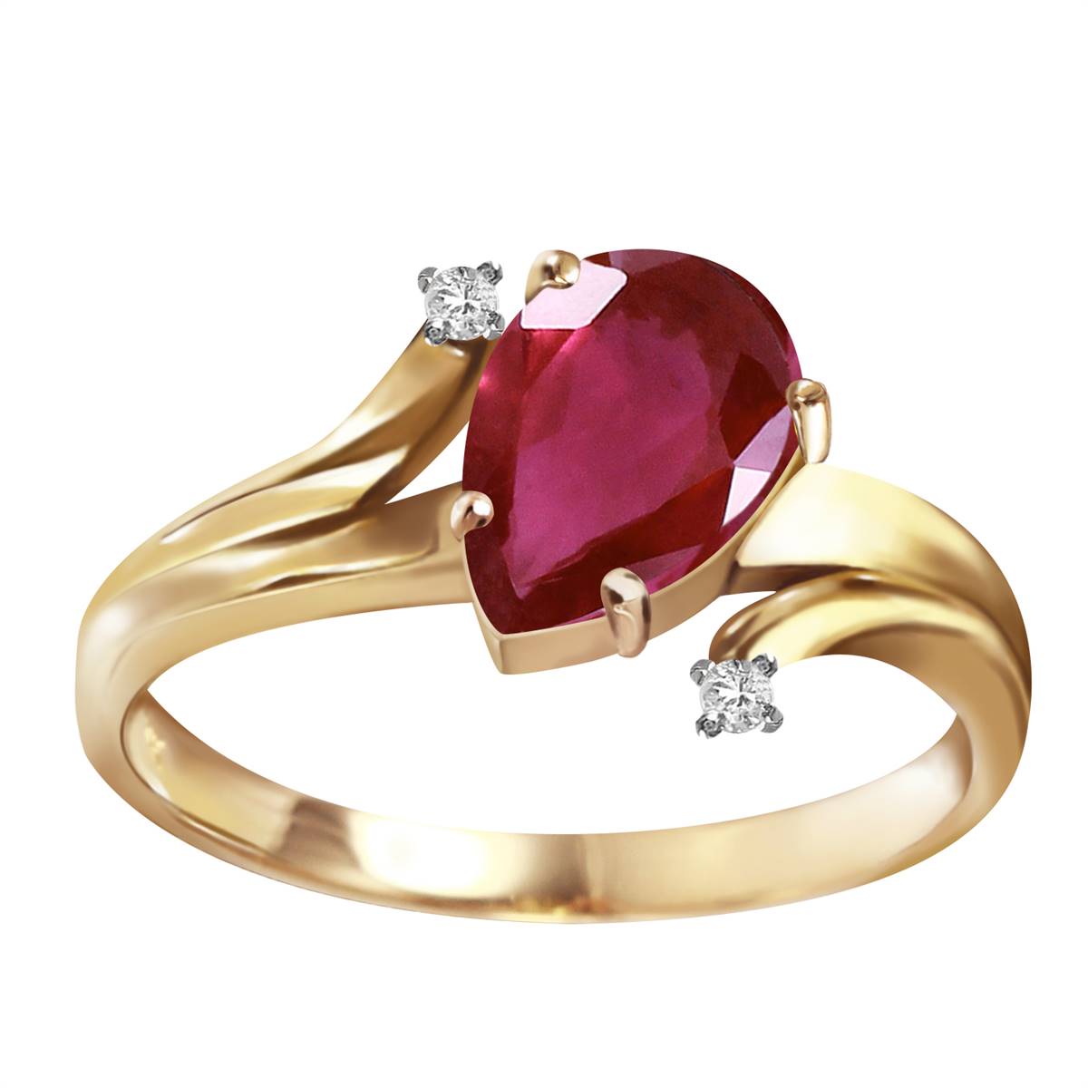 1.51 Carat 14K Solid Yellow Gold Have And Hold Ruby Diamond Ring