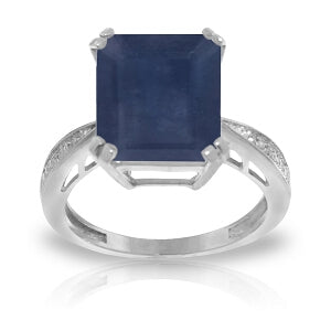 7.27 Carat 14K Solid White Gold Ring Natural Diamond Sapphire