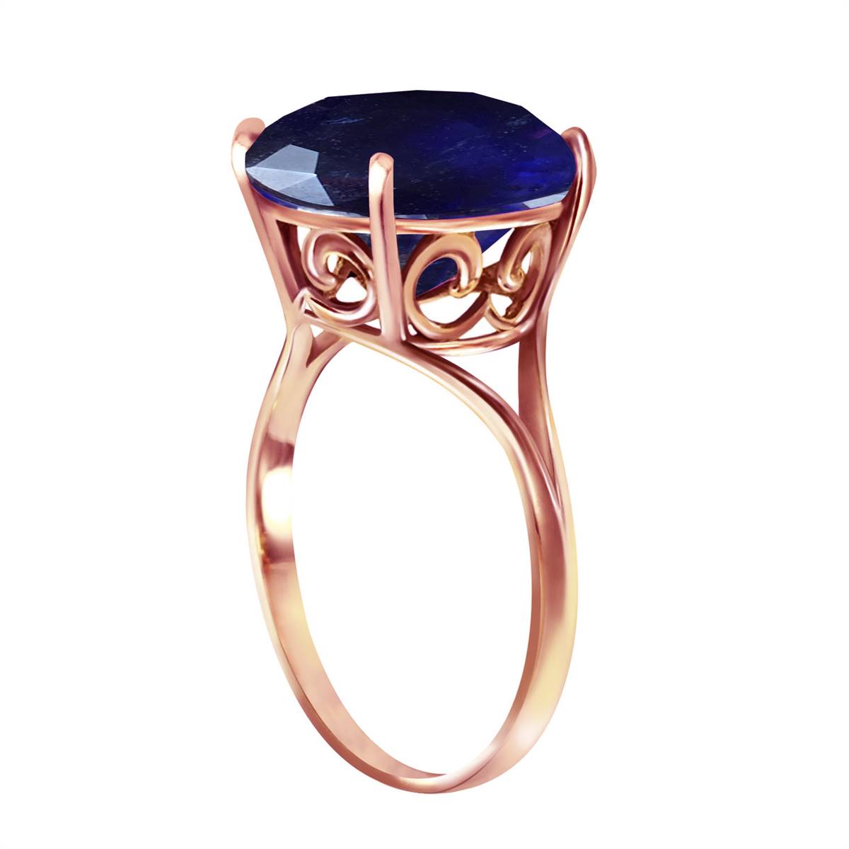 14K Solid Rose Gold Ring Natural 12 mm Round Sapphire Certified