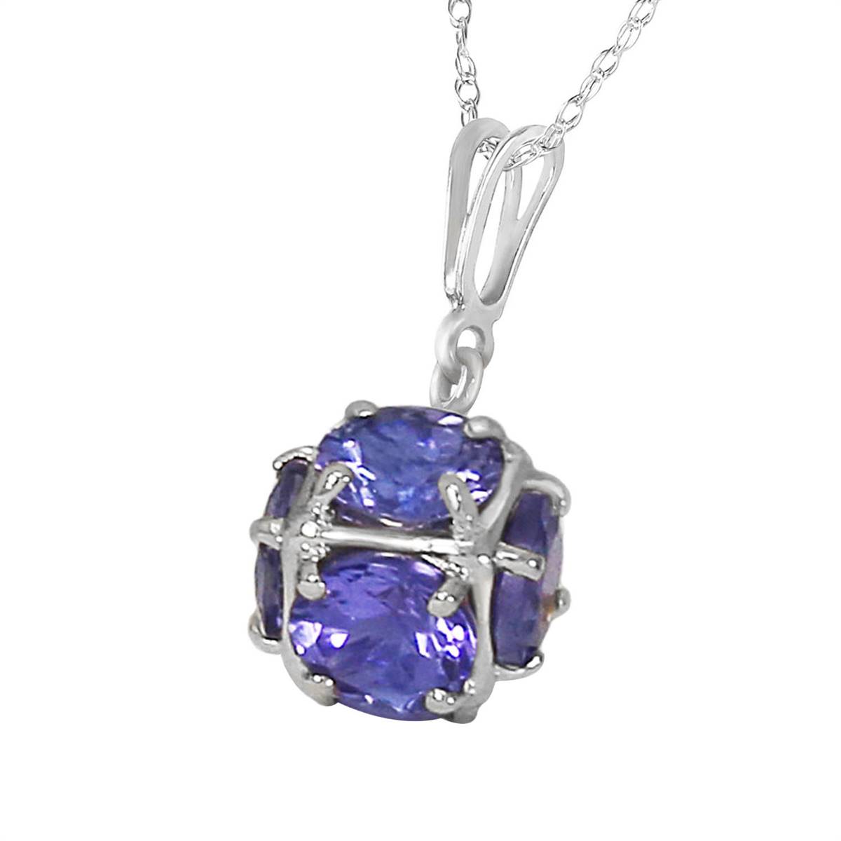 14K Solid White Gold Necklace w/ Natural Tanzanites