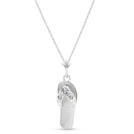 0.02 Carat 14K Solid White Gold Shoes Necklace Natural Diamond