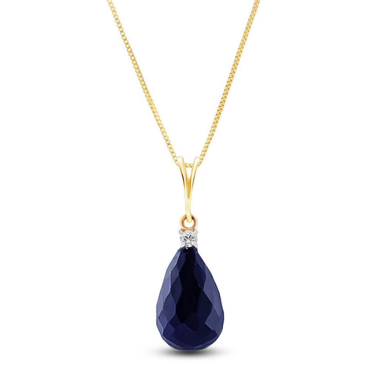 8.85 Carat 14K Solid YELLOW Gold Delicate Night Sapphire Diamond Necklace