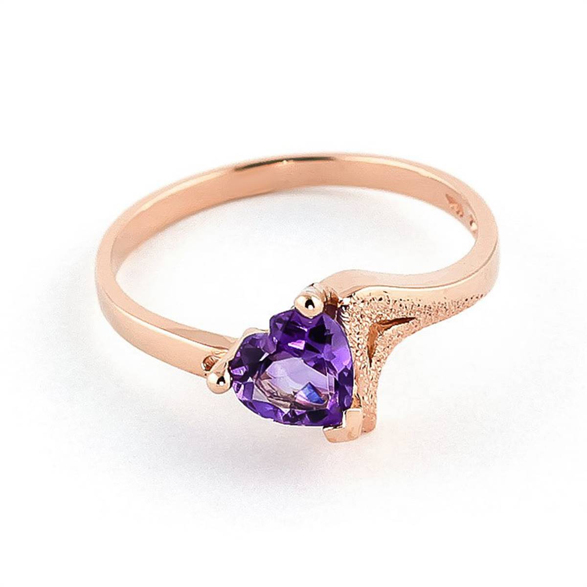 0.75 Carat 14K Solid Rose Gold Ring Natural Purple Amethyst