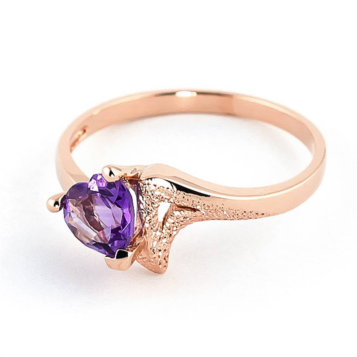 0.75 Carat 14K Solid Rose Gold Ring Natural Purple Amethyst