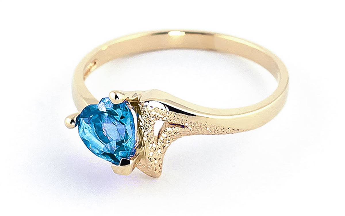 0.95 Carat 14K Solid Yellow Gold Ring Natural Blue Topaz