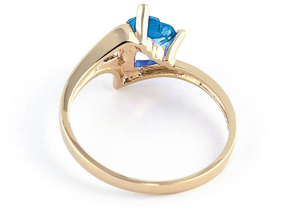 0.95 Carat 14K Solid Yellow Gold Ring Natural Blue Topaz