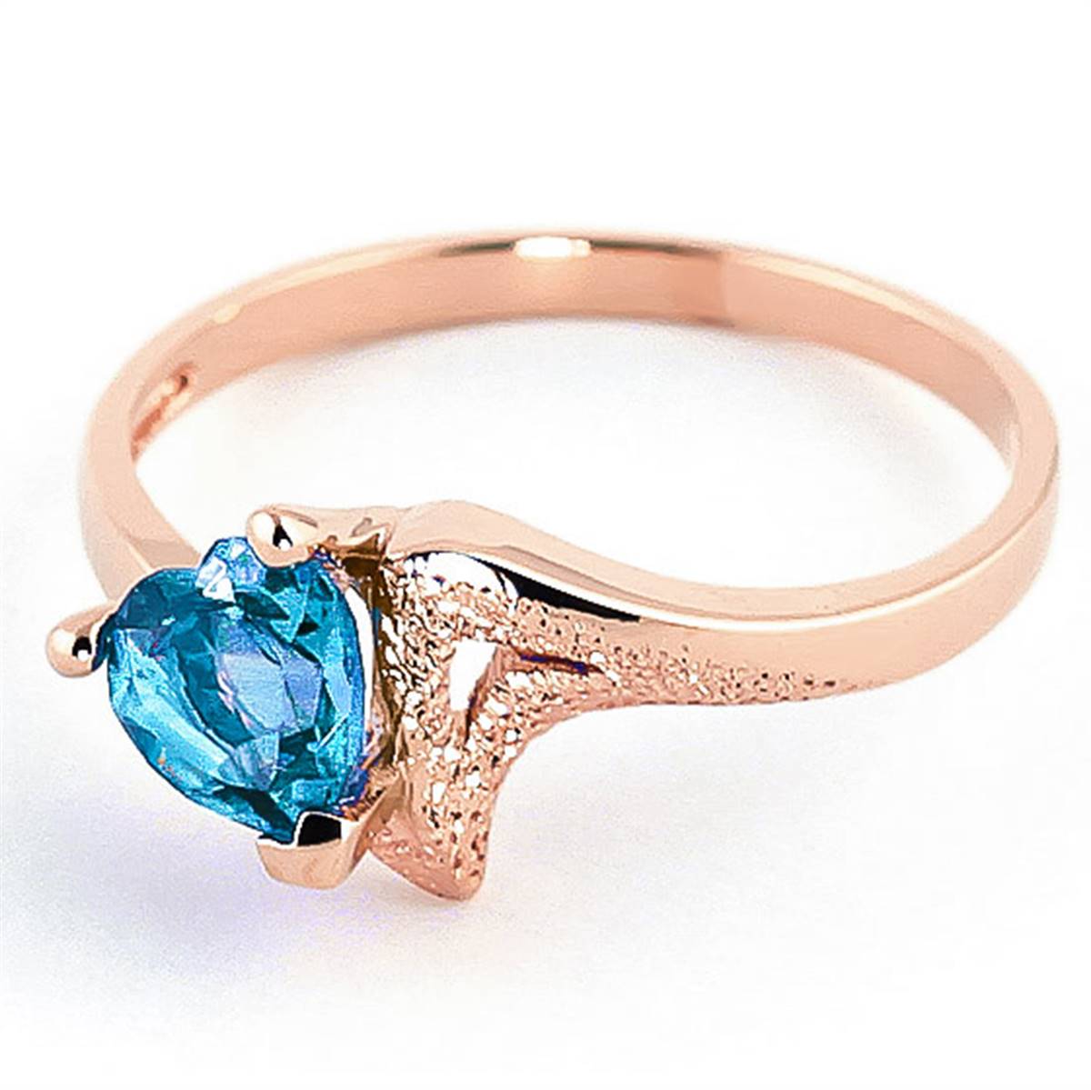 0.95 Carat 14K Solid Rose Gold Ring Natural Blue Topaz