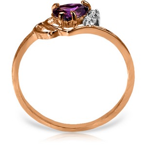 0.97 Carat 14K Solid Rose Gold Ring Natural Diamond Purple Amethyst