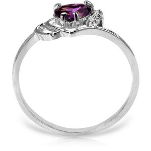 0.97 Carat 14K Solid White Gold Ring Natural Diamond Purple Amethyst