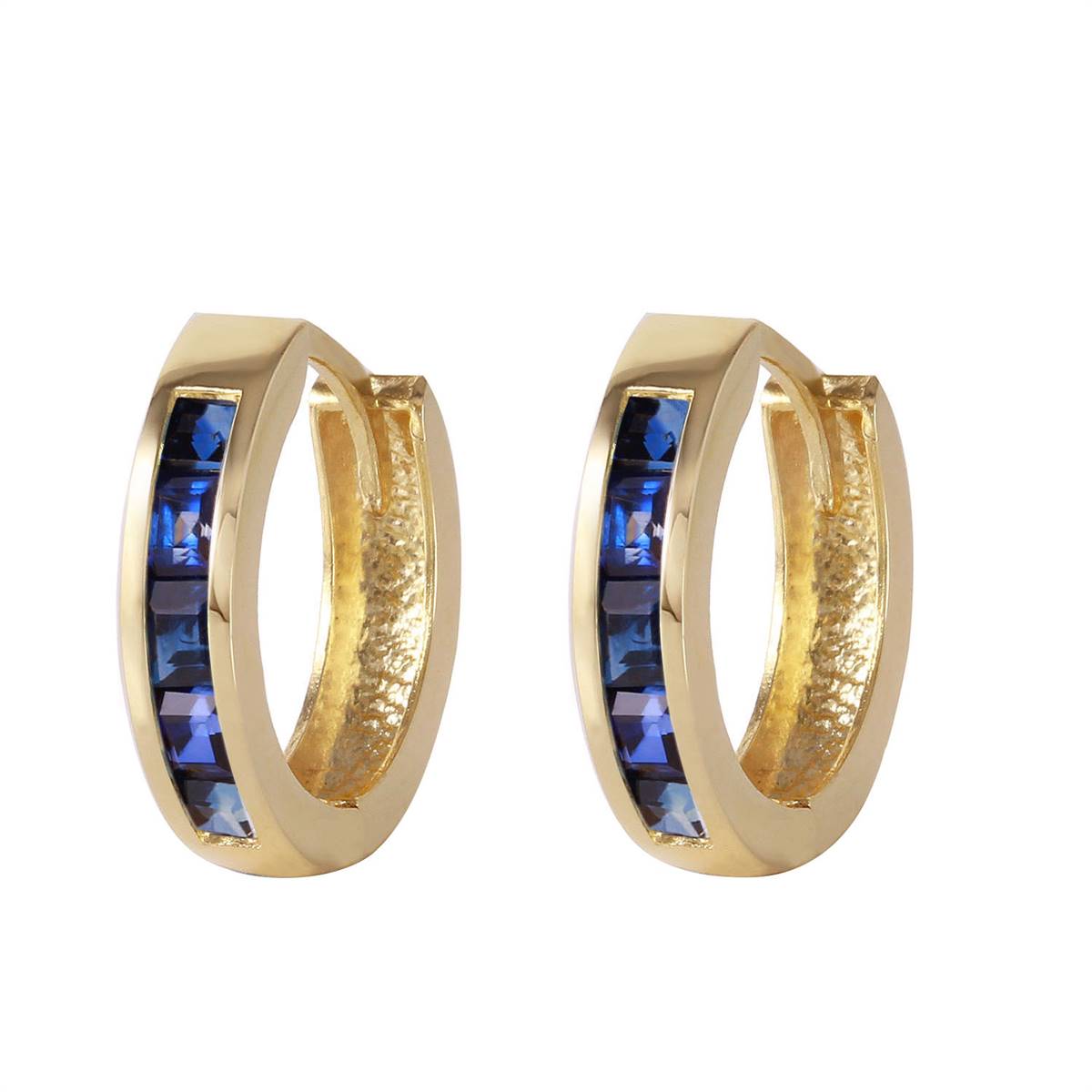 1.3 Carat 14K Solid Yellow Gold Hoop Earrings Natural Sapphire