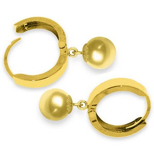 14K Solid Yellow Gold Balldrop Dangling Earrings