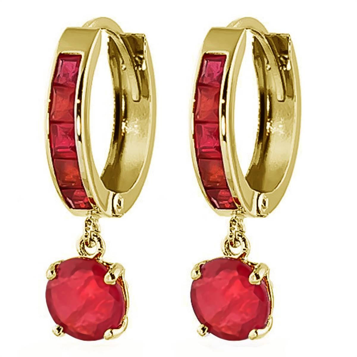 3.3 Carat 14K Solid Yellow Gold Huggie Earrings Natural Ruby