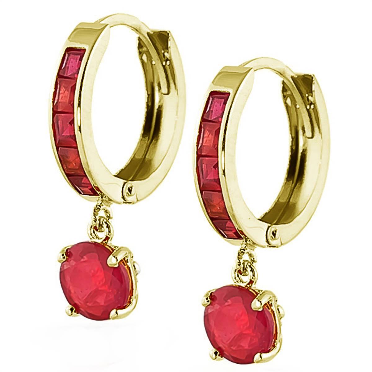 3.3 Carat 14K Solid Yellow Gold Huggie Earrings Natural Ruby