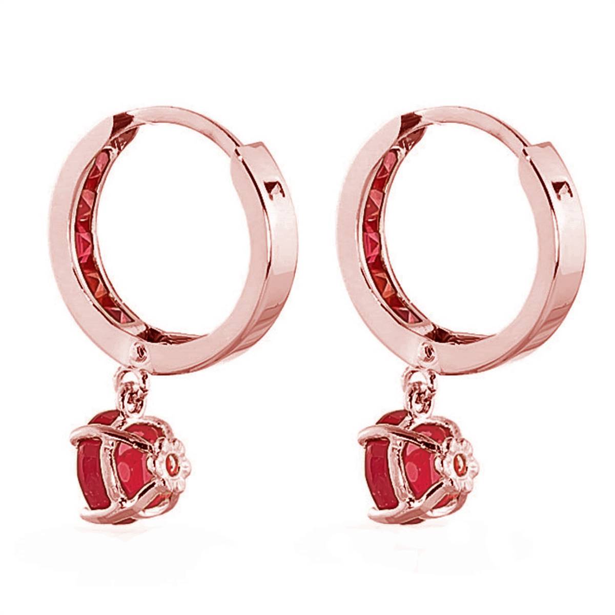 3.3 Carat 14K Solid Rose Gold Huggie Earrings Natural Ruby