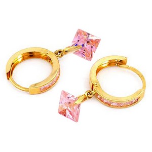 7.58 Carat 14K Solid Yellow Gold Marlena Pink Zirconia Earrings