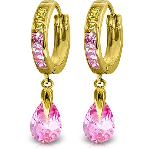 5.68 Carat 14K Solid Yellow Gold Pink Act Cubic Zirconia Earrings