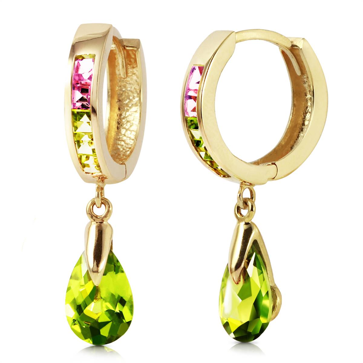 5.68 Carat 14K Solid Yellow Gold Green Act Cubic Zirconia Earrings