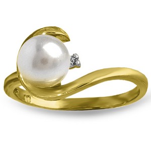 1.01 Carat 14K Solid Yellow Gold Ring Natural Diamond Pearl