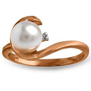 1.01 Carat 14K Solid Rose Gold Ring Natural Diamond Pearl