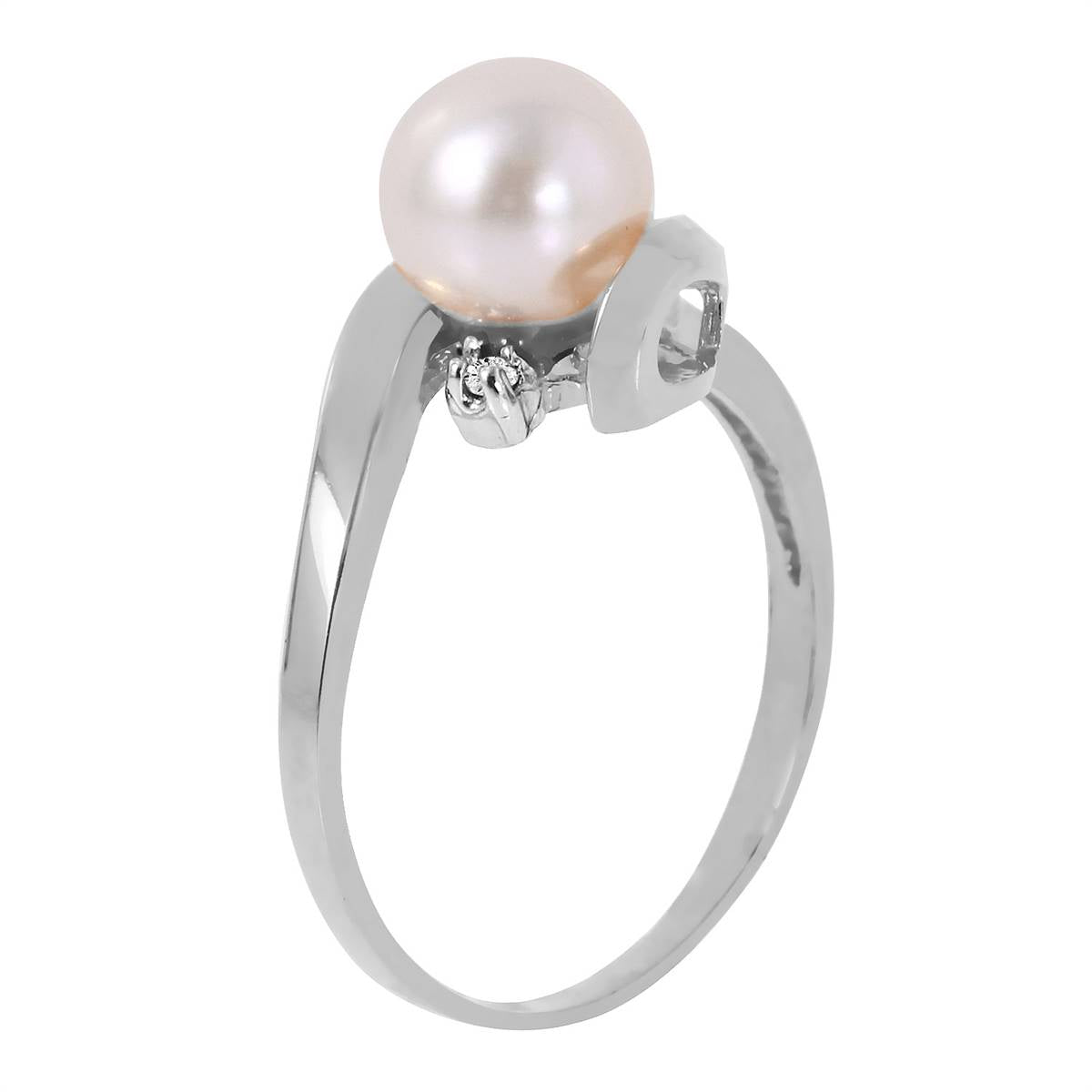 1.01 Carat 14K Solid White Gold Ring Natural Diamond Pearl