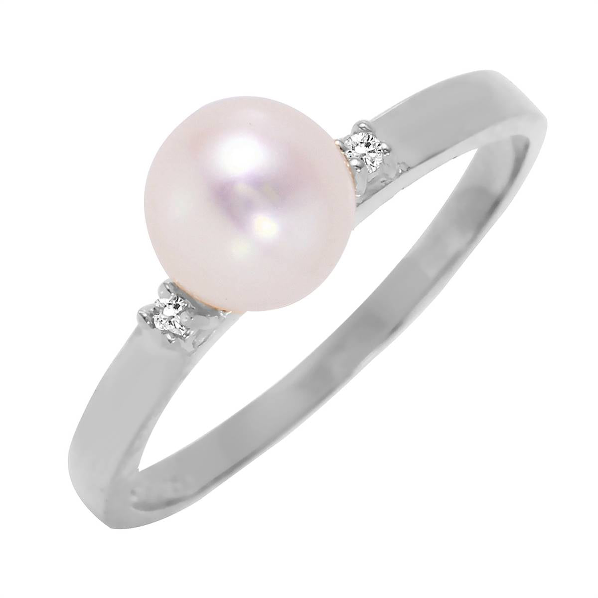1.02 Carat 14K Solid White Gold Ring Diamond Pearl