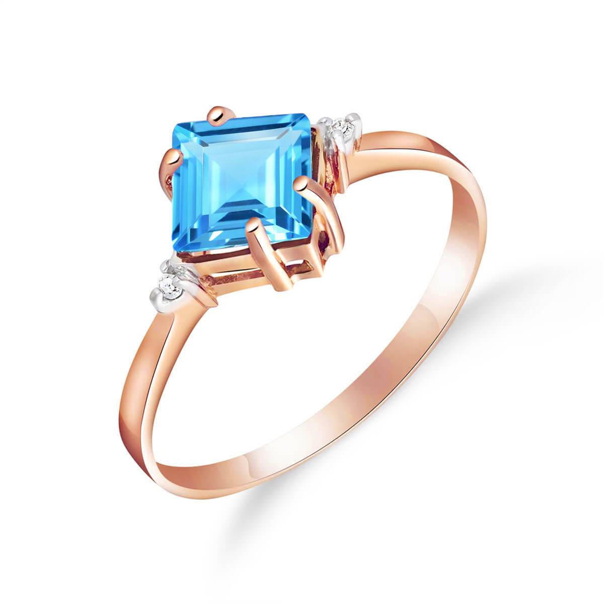 1.77 Carat 14K Solid Rose Gold Ring Diamond Blue Topaz