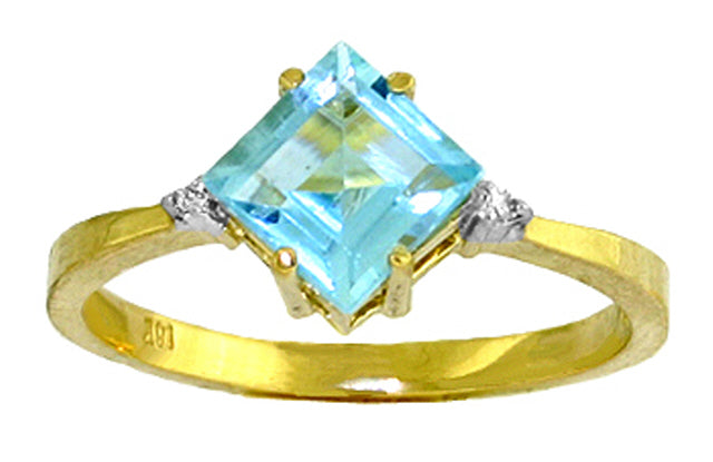 1.77 Carat 14K Solid White Gold Ring Diamond Blue Topaz