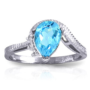 1.52 Carat 14K Solid White Gold Justify My Truth Blue Topaz Diamond Ring
