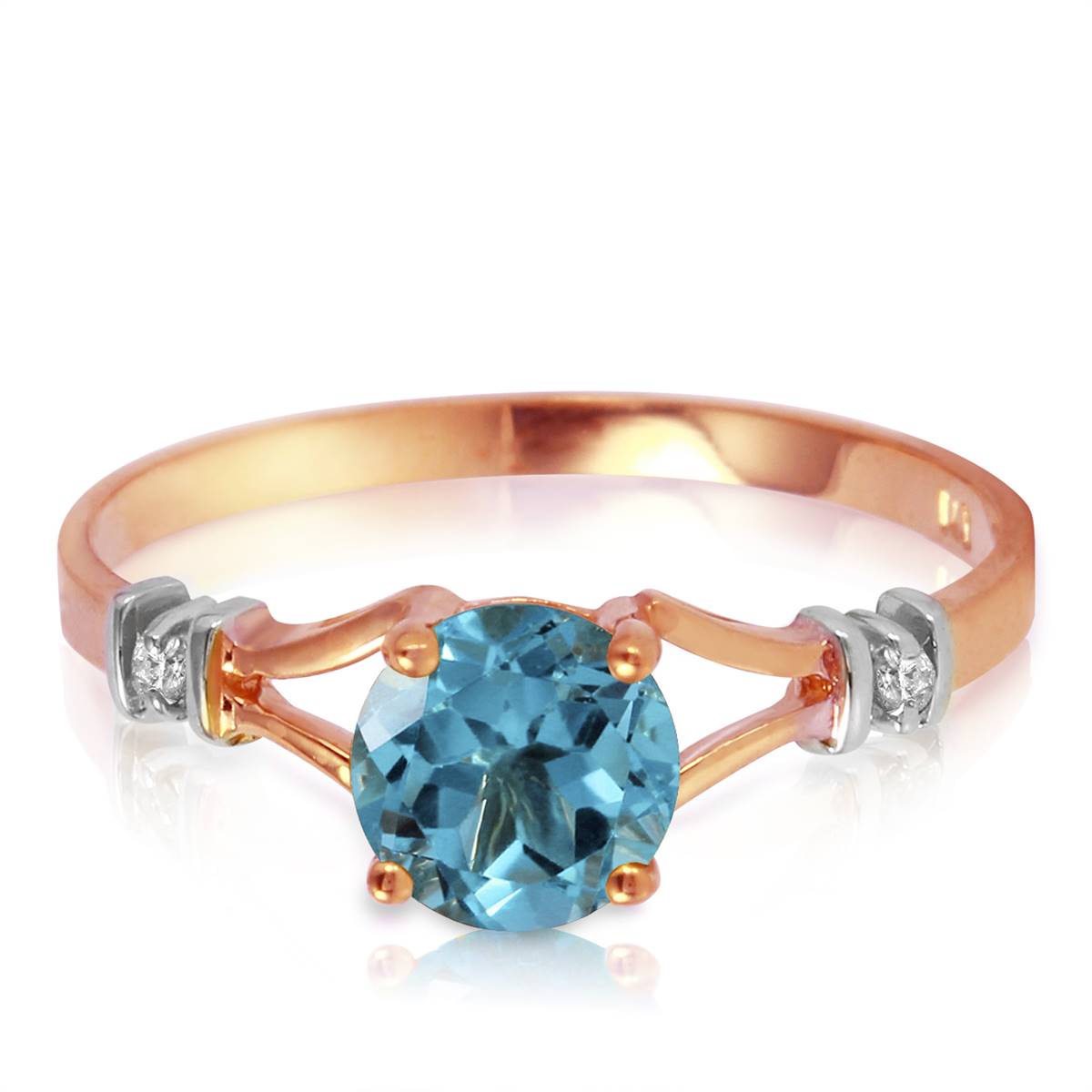 1.02 Carat 14K Solid Rose Gold Cathy Blue Topaz Diamond Ring