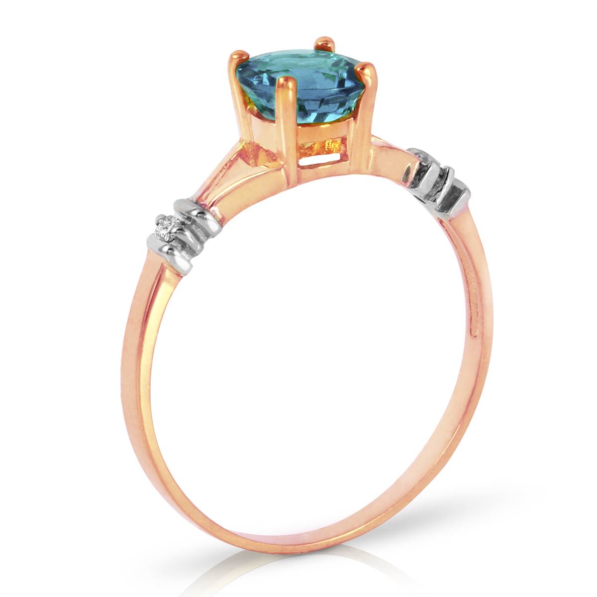 1.02 Carat 14K Solid Rose Gold Cathy Blue Topaz Diamond Ring