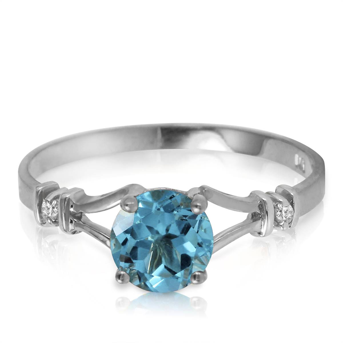 1.02 Carat 14K Solid White Gold Reveal How Blue Topaz Diamond Ring