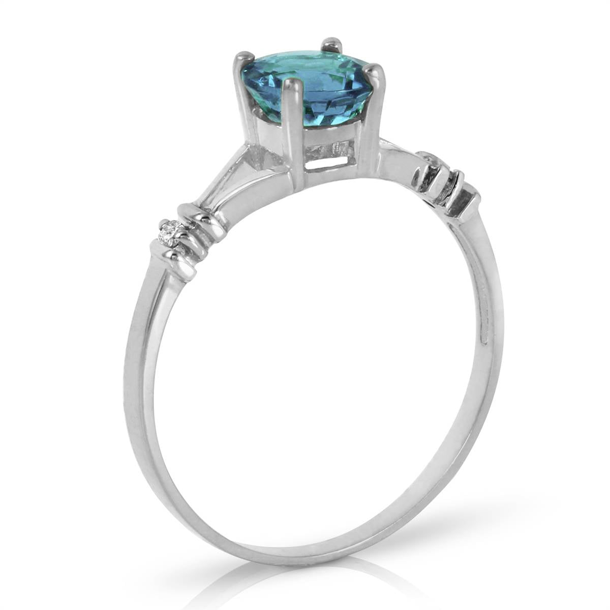1.02 Carat 14K Solid White Gold Reveal How Blue Topaz Diamond Ring