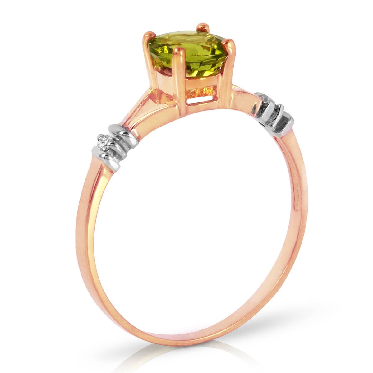 0.87 Carat 14K Solid Rose Gold Cathy Peridot Diamond Ring