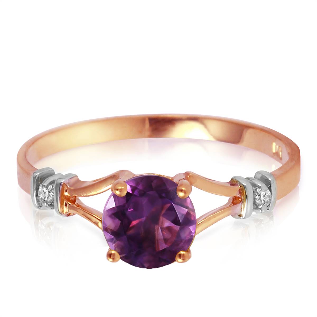 0.92 Carat 14K Solid Rose Gold Cathy Amethyst Diamond Ring