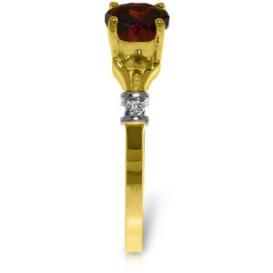 1.07 Carat 14K Solid Yellow Gold Garnet Rules Garnet Diamond Ring