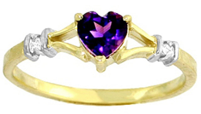 0.47 Carat 14K Solid White Gold Rings Natural Diamond Purple Amethyst