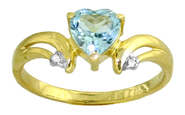 0.96 Carat 14K Solid White Gold Open Your Heart Blue Topaz Diamond Ring