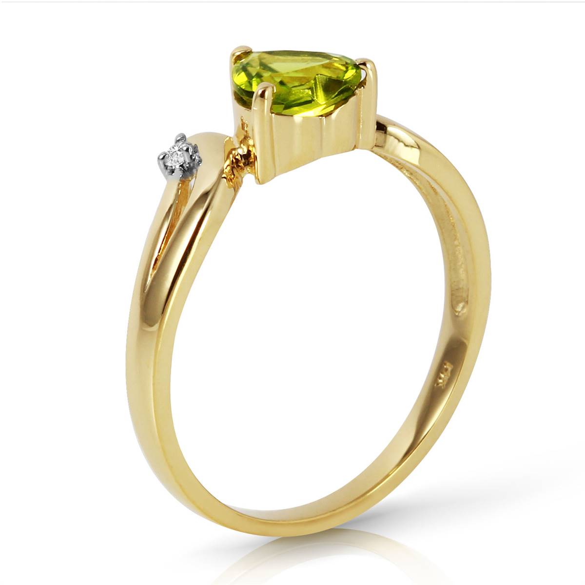 1.26 Carat 14K Solid Yellow Gold Ring Diamond Peridot