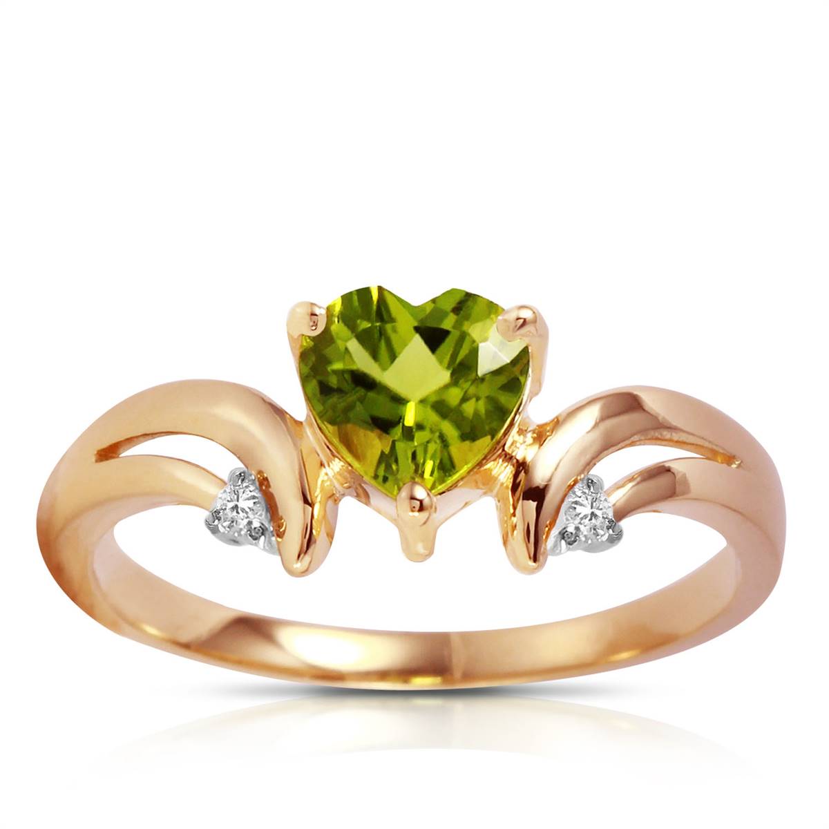 1.26 Carat 14K Solid Rose Gold Ring Diamond Peridot