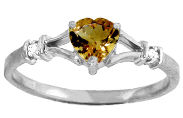 0.47 Carat 14K Solid Yellow Gold Rings Natural Diamond Citrine