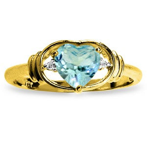 0.96 Carat 14K Solid Yellow Gold Rendezvous Blue Topaz Diamond Ring